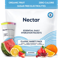 Nectar Hydration Packets bottle pour for quick electrolyte refreshment on the go.