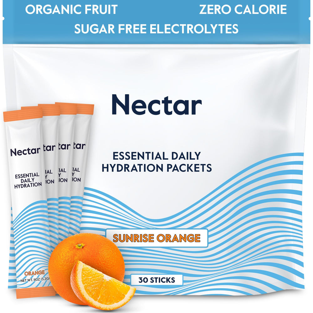 Nectar Hydration Packets orange 30-pack open sachet ready for rapid hydration on the go.