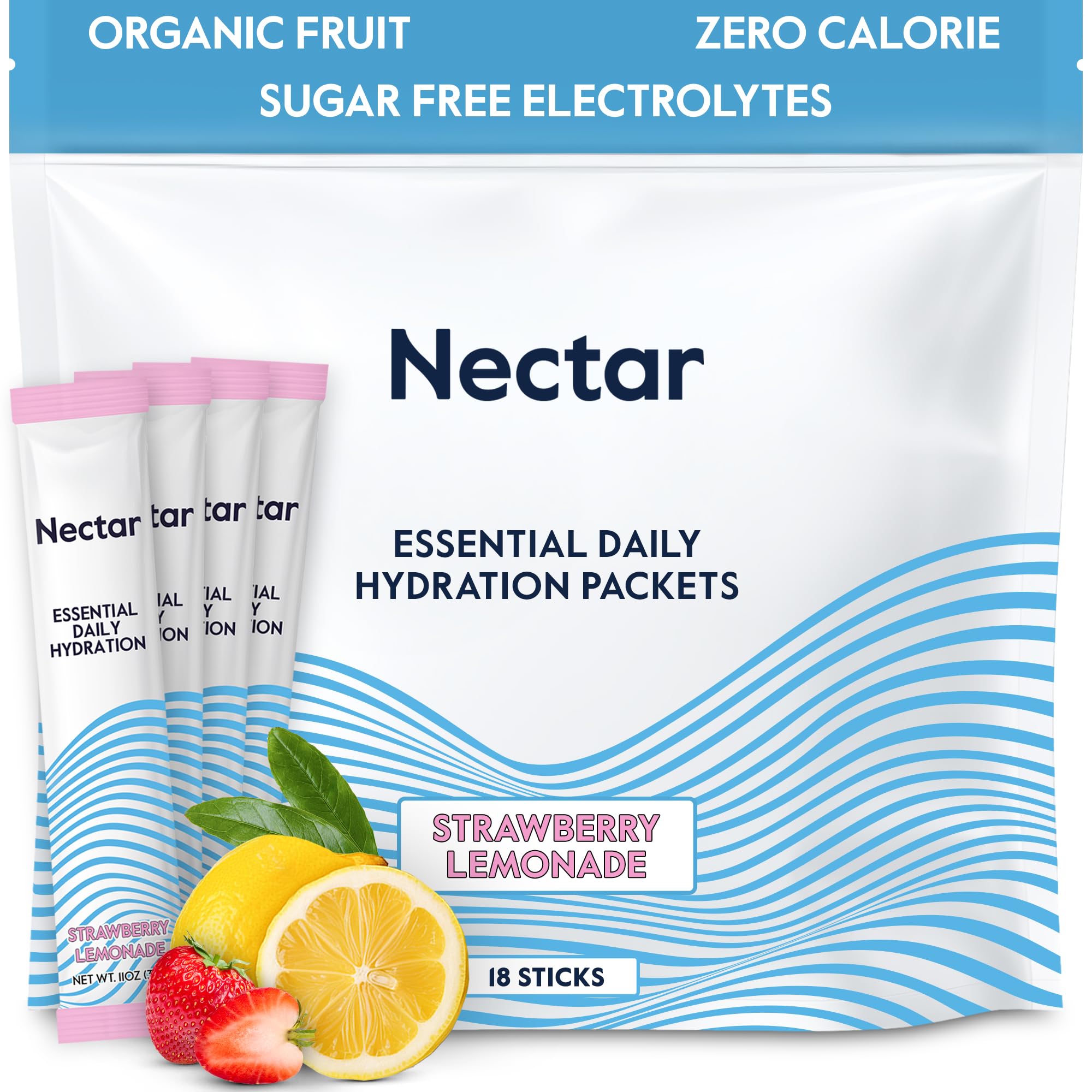 Nectar Hydration Packets strawberry-lemon pack for daily hydration.