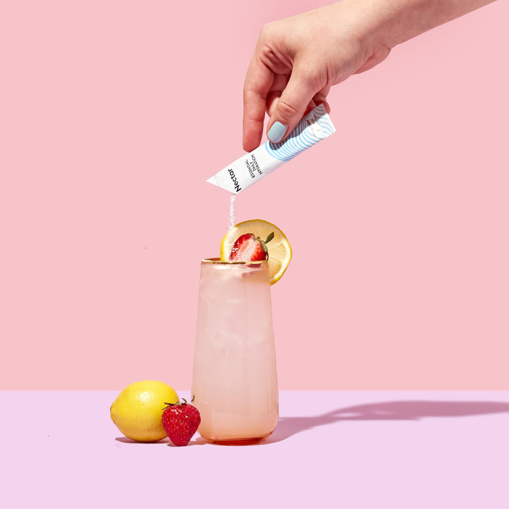 Nectar hydration label close-up highlighting zero calories and plant-based ingredients