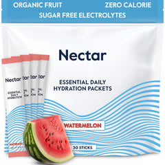 Nectar Hydration Packets Watermelon close-up shows natural ingredients for quick hydration.