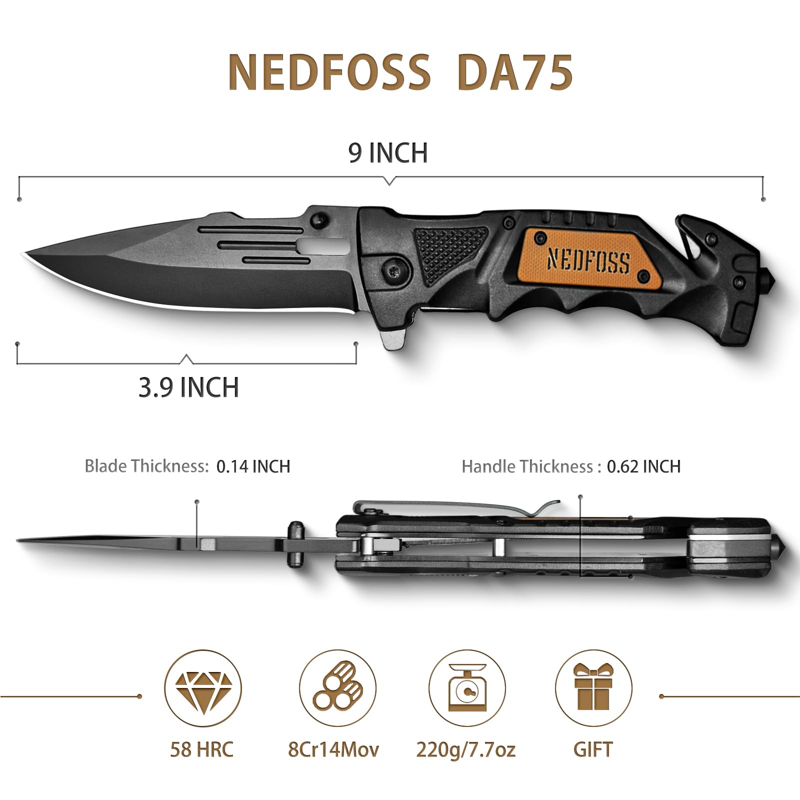 NedFoss DA75 pocket clip enables fast one-handed access