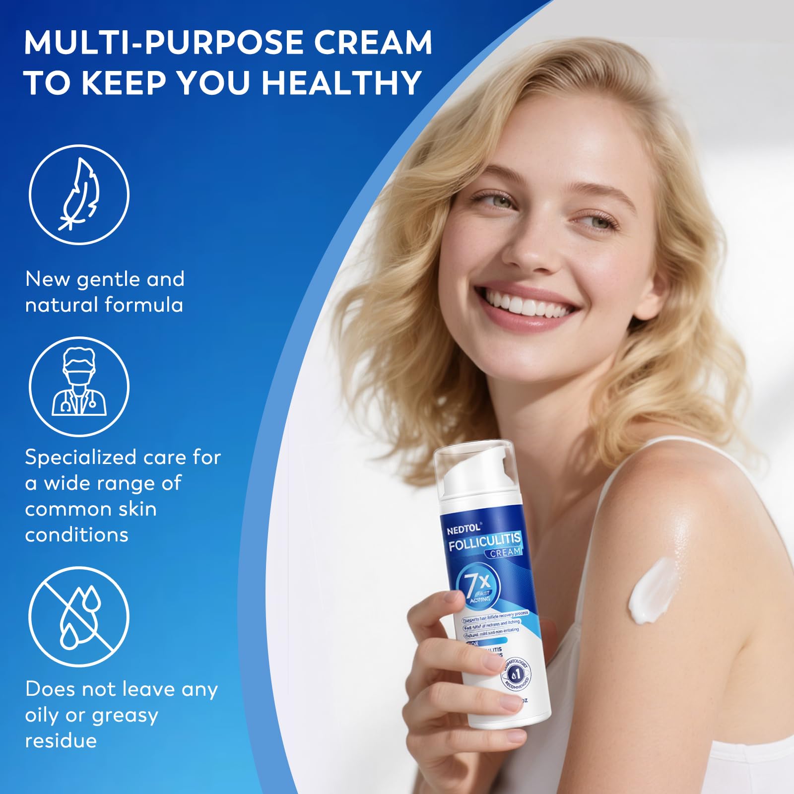 Nedtol Folliculitis Cream pump-dispense for easy dosing.