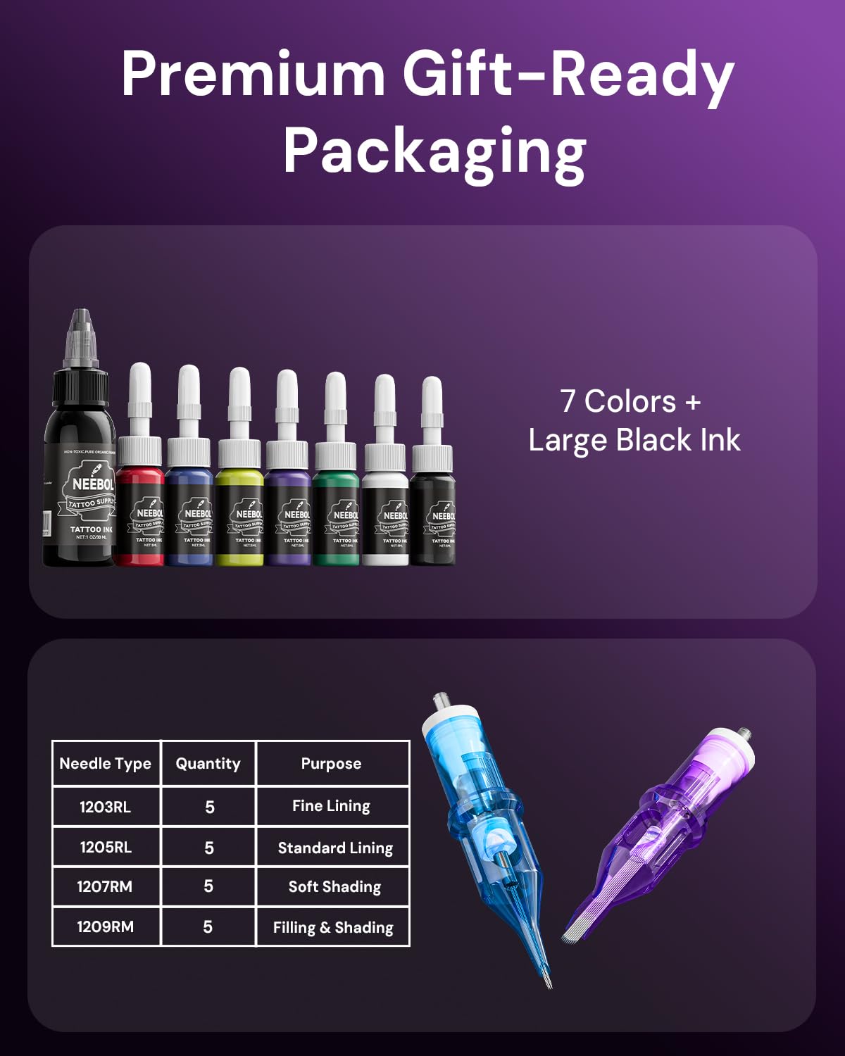 Full-color ink set offering vibrant hues for detailed designs.