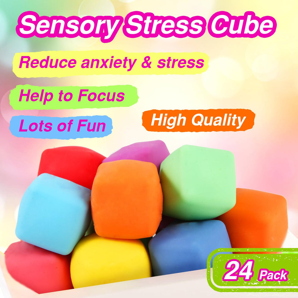 Neec stress cubes being held in hand, portable fidget design.