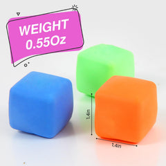 Neec stress cubes with soft dough texture for easy squishing and sensory engagement.