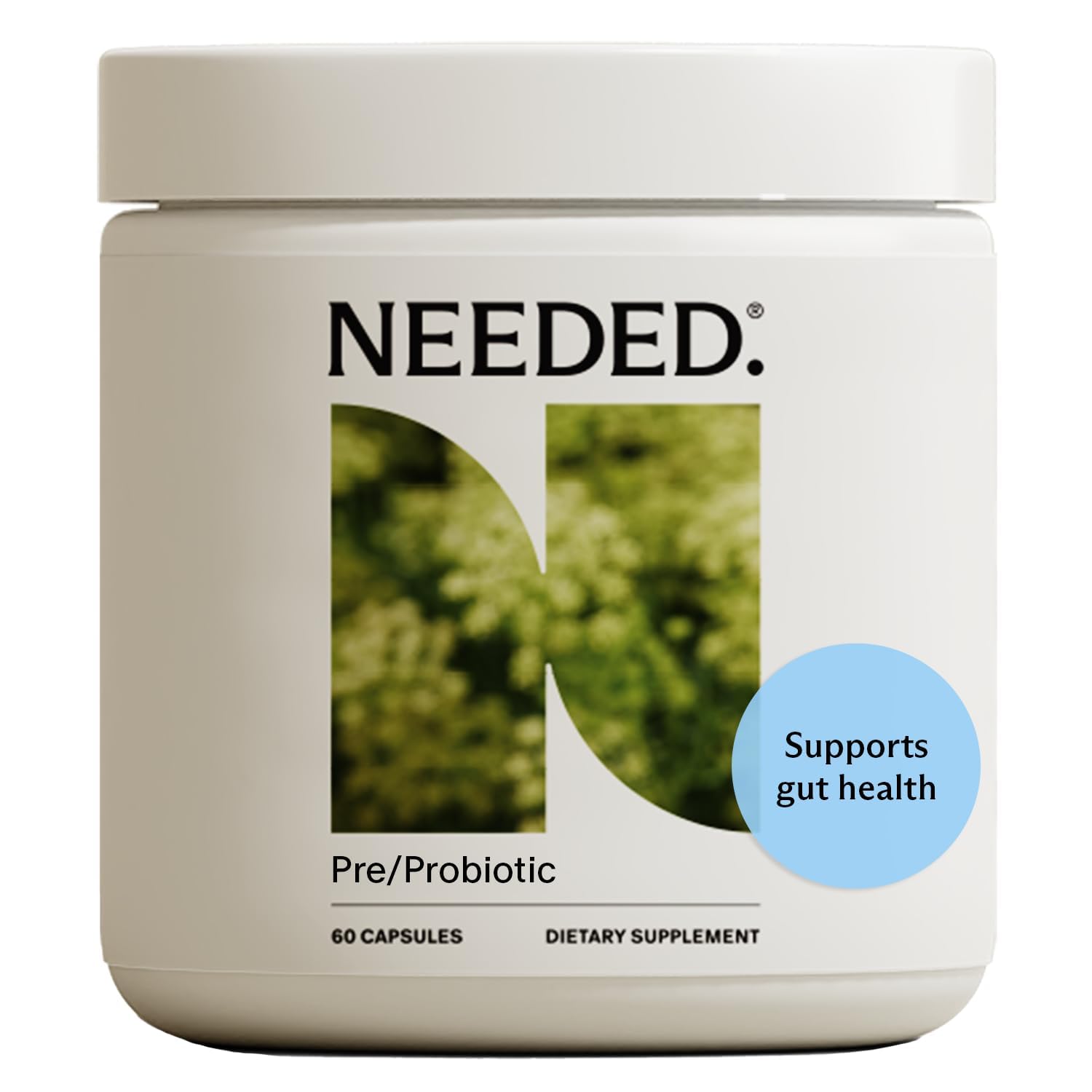 Needed Balance bottle pour demonstrates easy-to-swallow capsules for prenatal to postpartum support.
