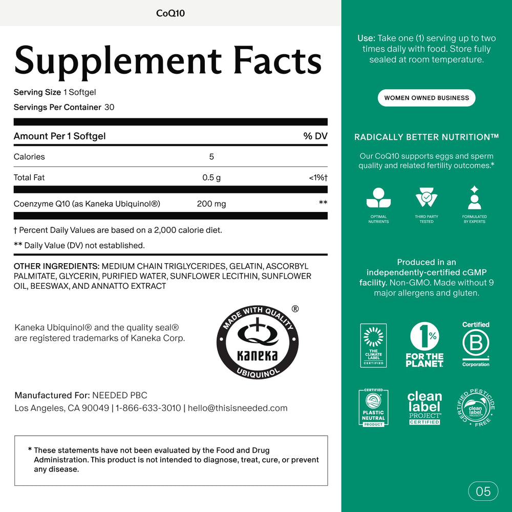 Needed CoQ10 200mg softgels being poured for daily routine.