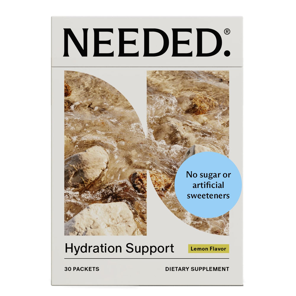 Needed Hydration electrolyte packets lemon pour for quick, refreshing hydration on the go.