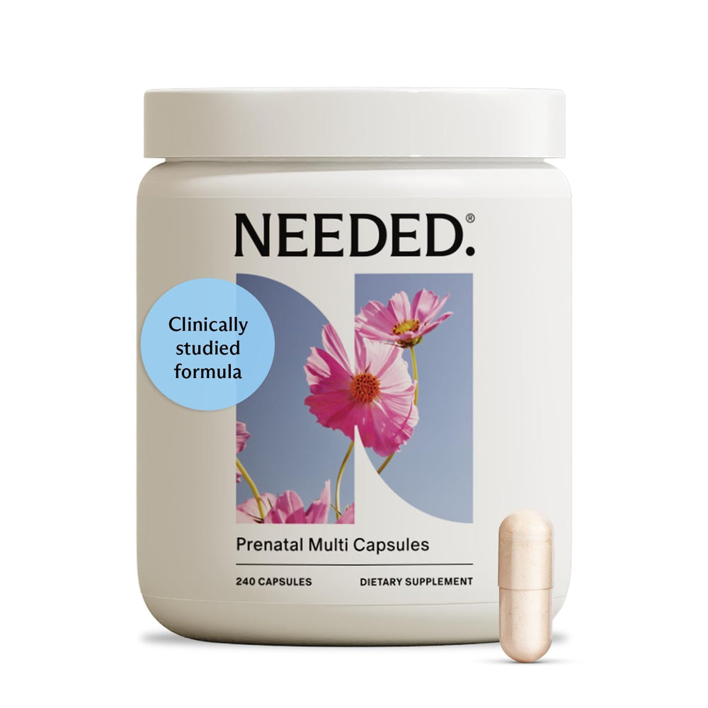 Needed prenatal multivitamin bottle with choline provides broad nutrient support for pregnancy.