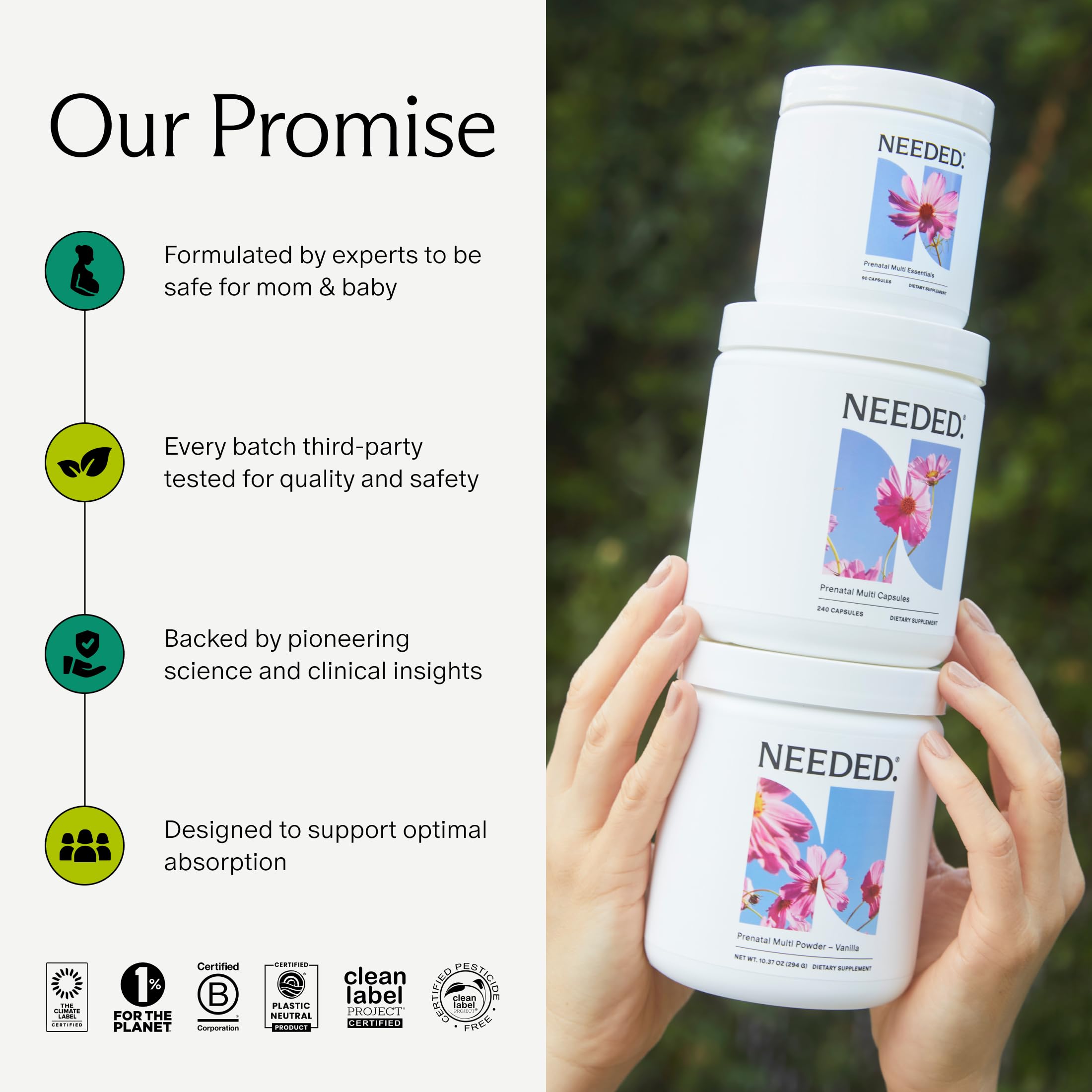 Pregnancy health imagery with energy-support cues from Needed vitamins.