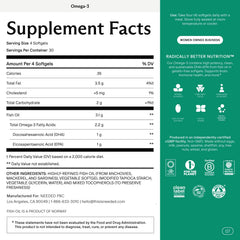 Needed Prenatal Omega-3 softgels on white background, gelatin-free for easy swallowing.