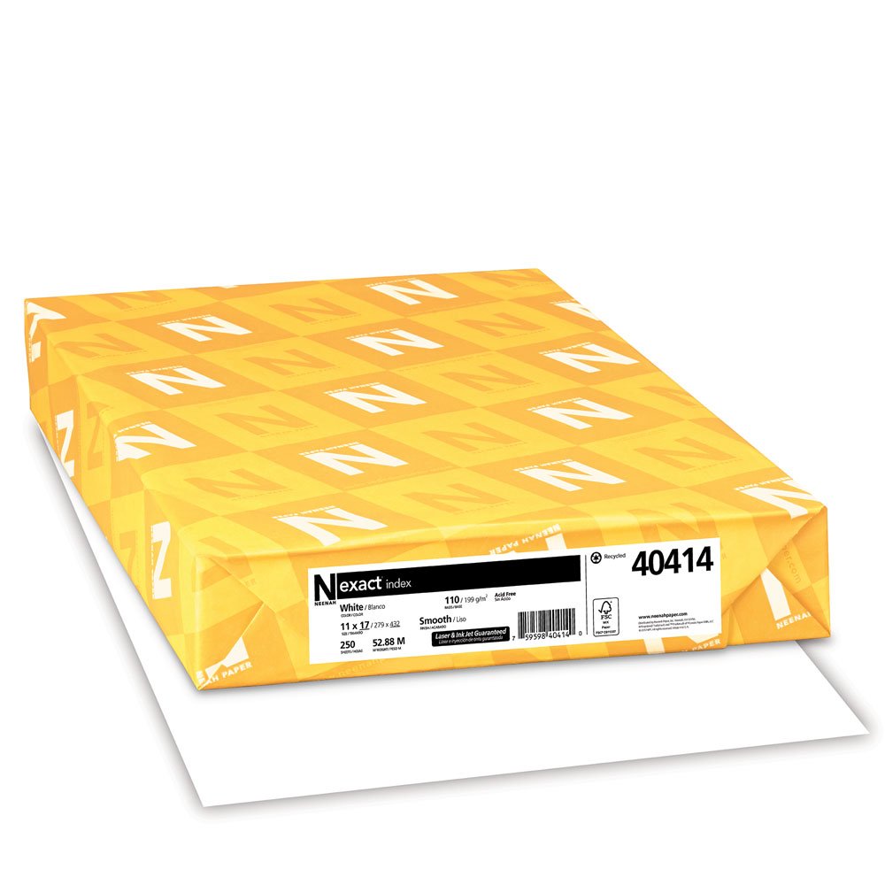Neenah Exact Index 110lb card stock for high-quality 11x17 prints with bleed-free results.