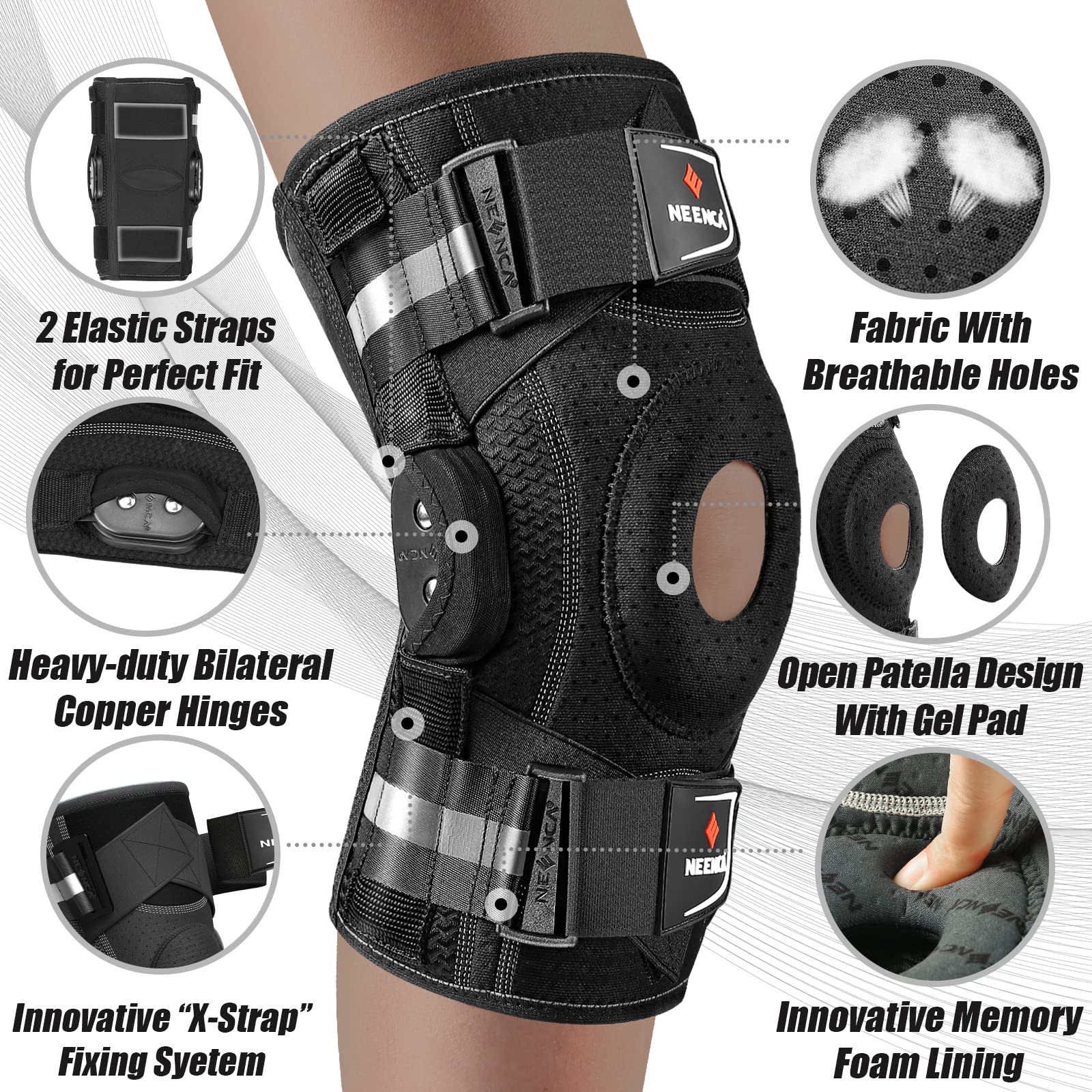 Copper stabilizers in NEENCA knee brace add lateral support