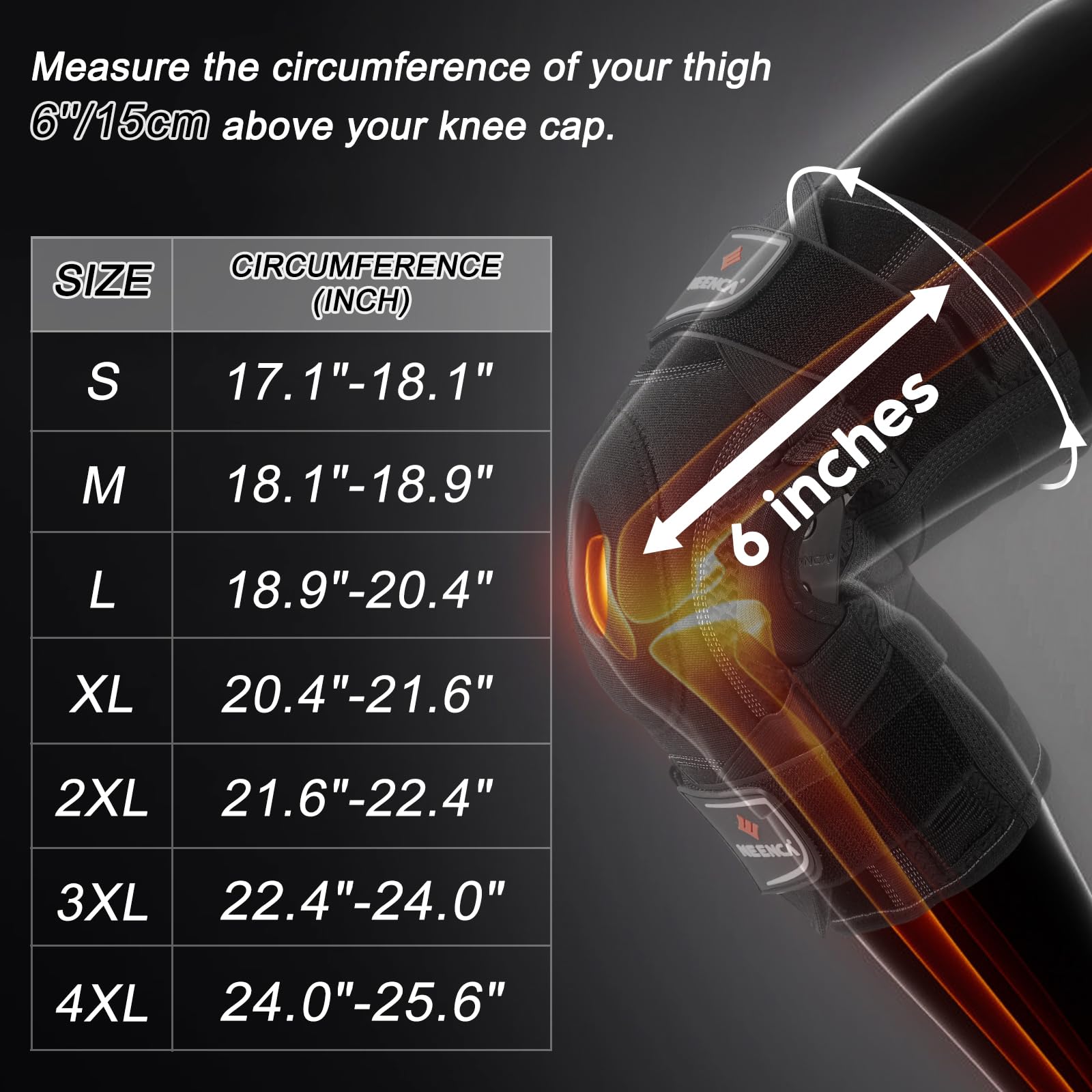 Dual Velcro straps on NEENCA knee brace deliver a snug, adjustable fit