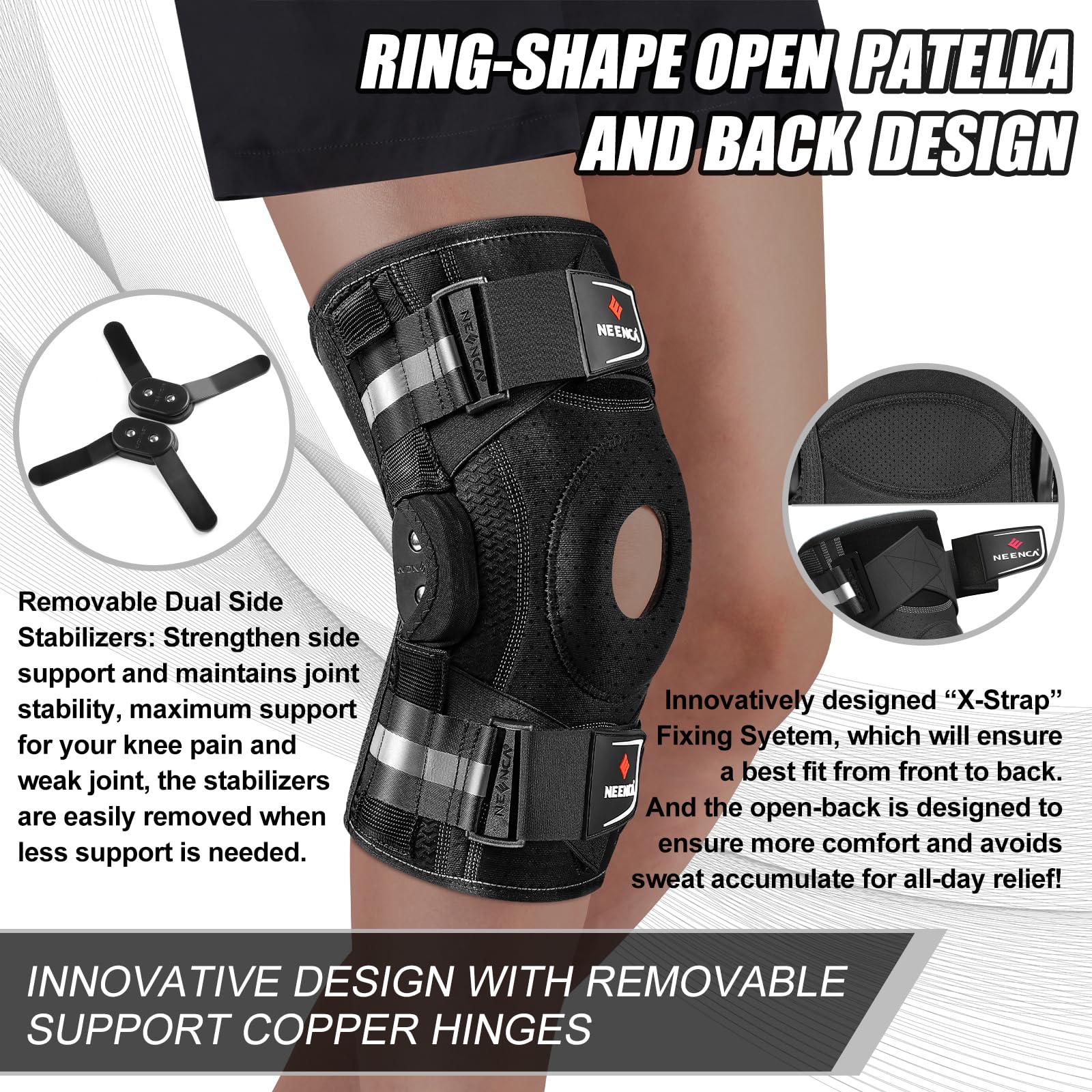 Ventilated fabric in NEENCA knee brace helps reduce moisture during wear