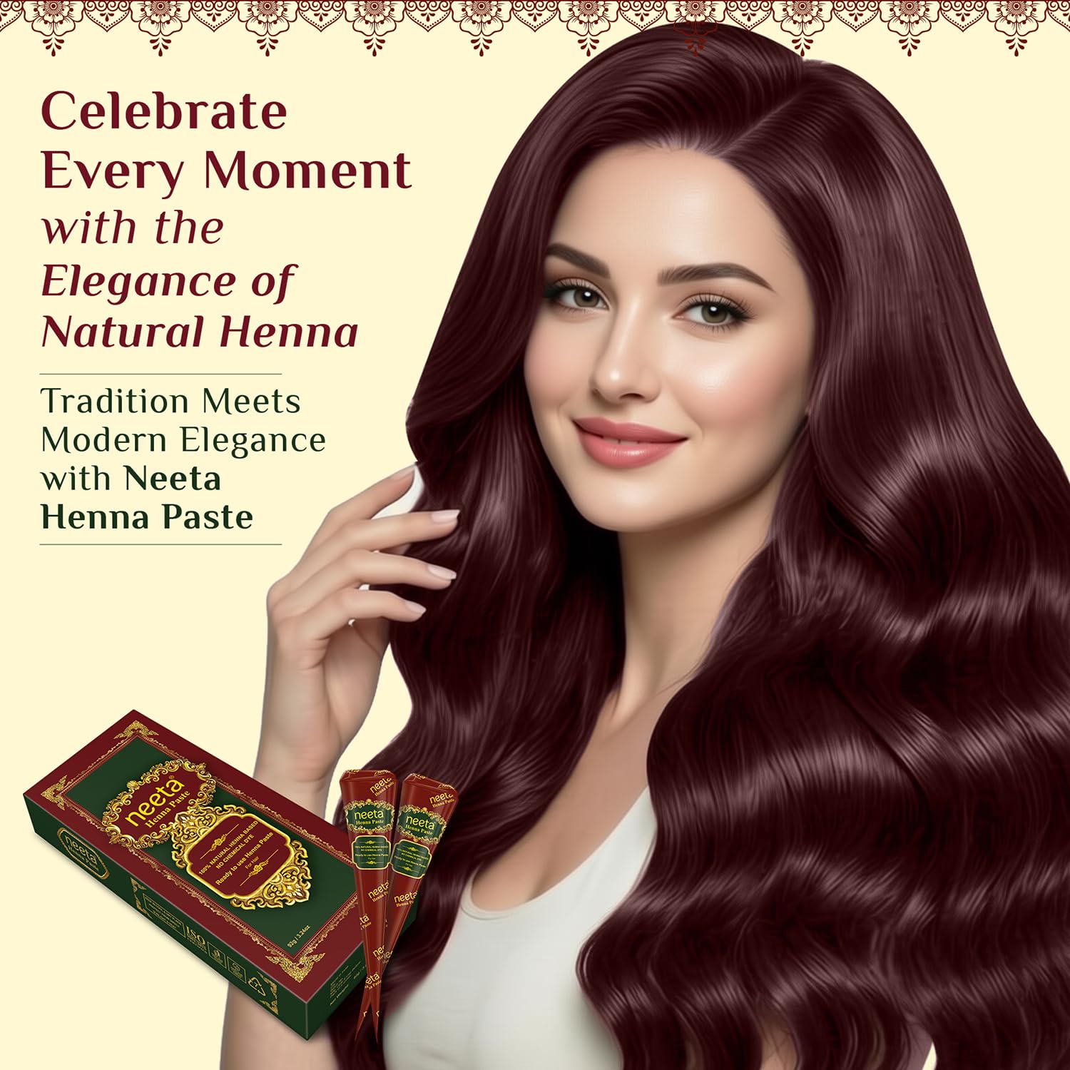 Neeta reddish-brown hair color result develops from orange