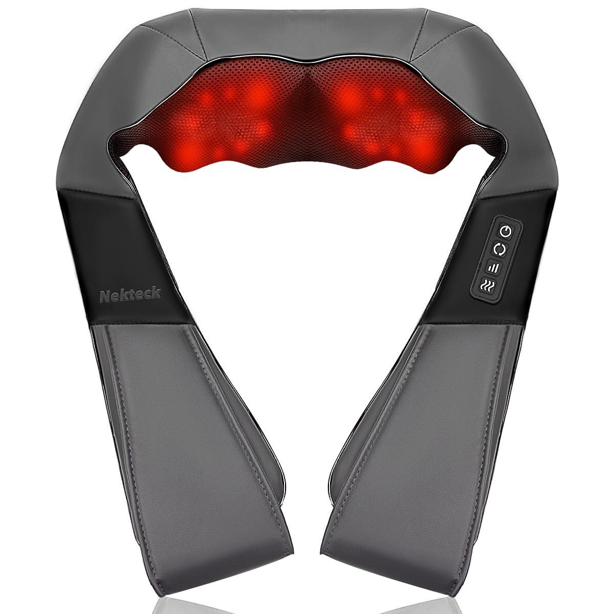 Nekteck shiatsu neck massager with heat, overall view for upper body relief.