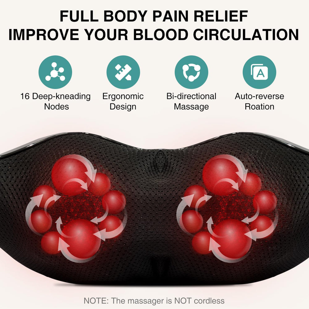Nekteck neck massager side view shows compact design for travel.