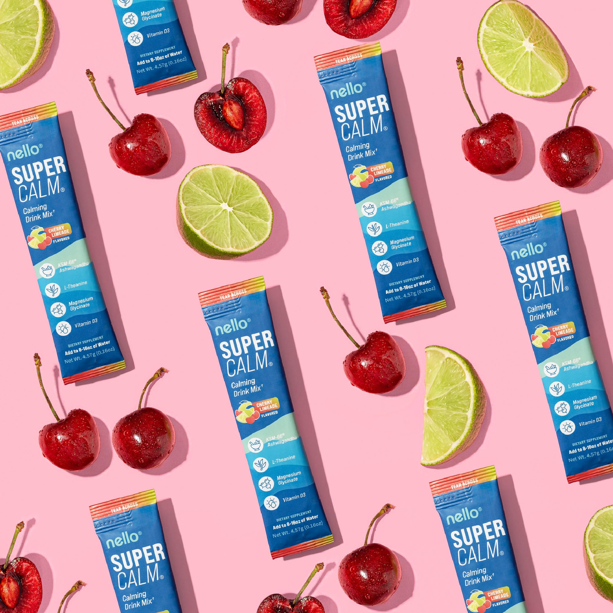 Ingredients closeup featuring magnesium, ashwagandha, and L-theanine for calm focus.