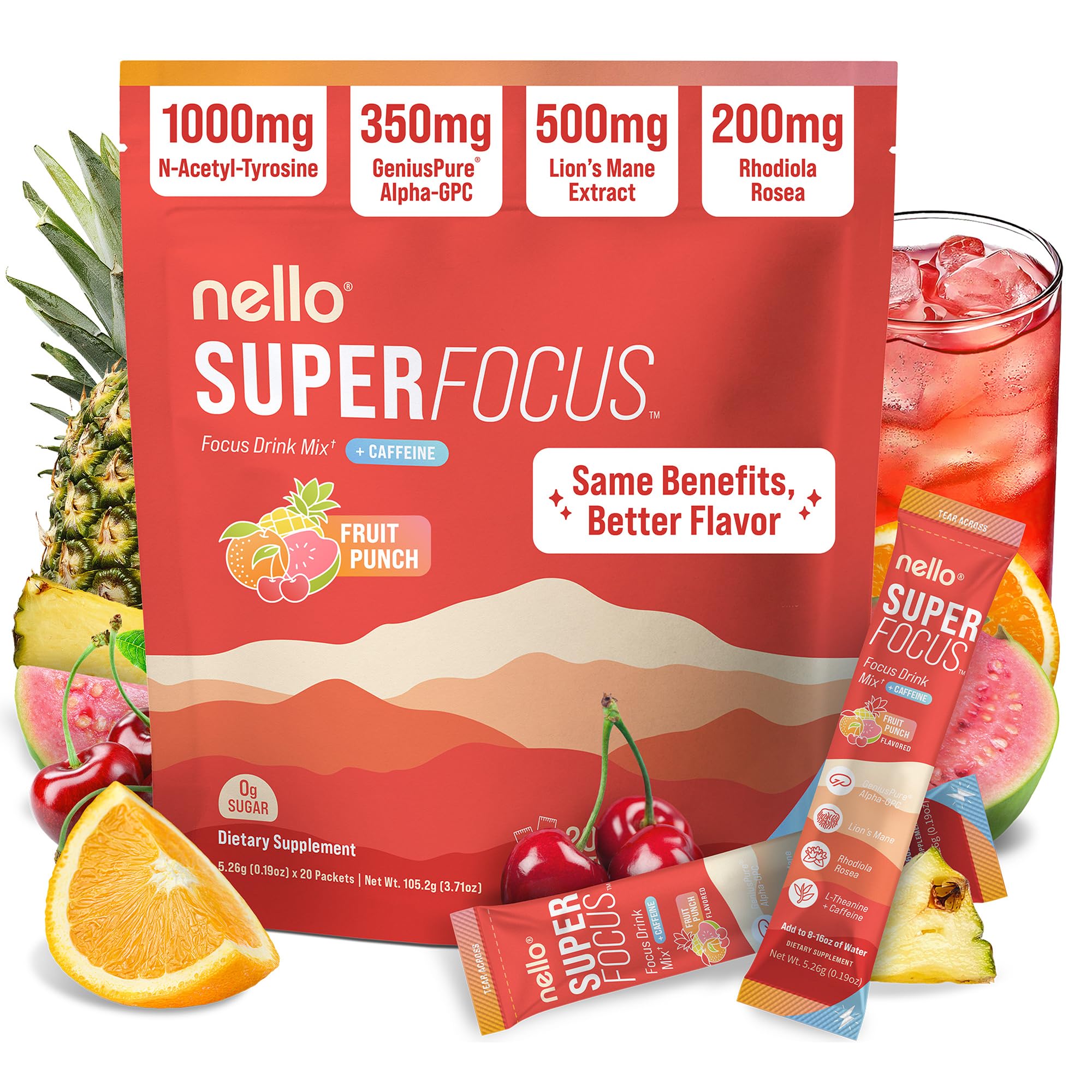 Nello Superfocus bottle-front ready for on-the-go focus during busy days.