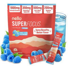 Nello Superfocus bottle pour offers a clean, sugar-free energy for focused work.