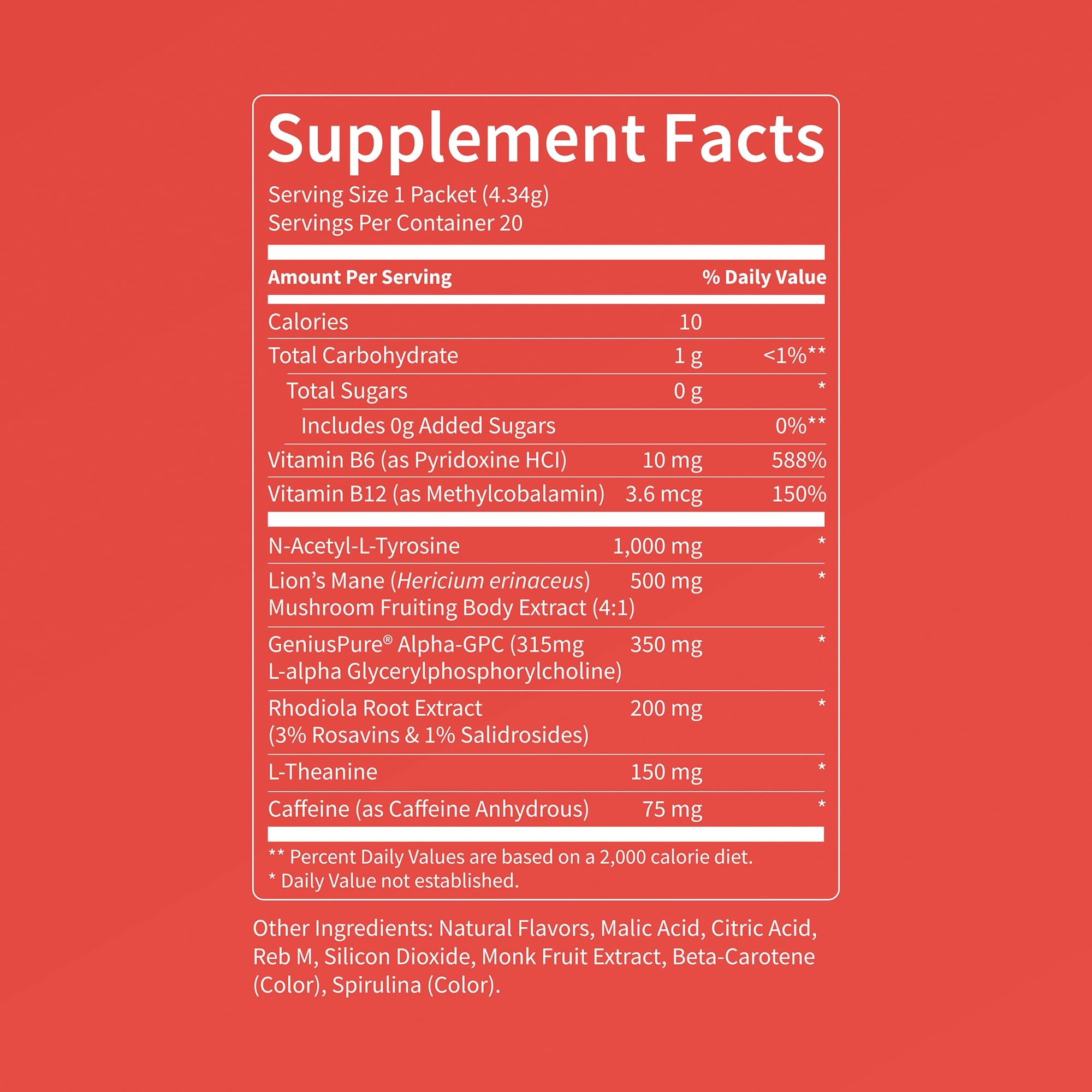 Nello Superfocus pack side highlights 20 servings for busy days.