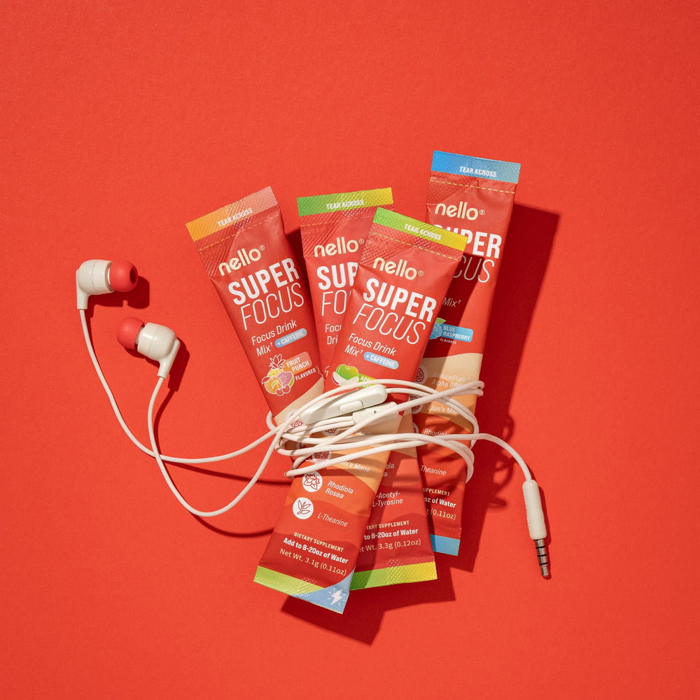 Nello Superfocus sugar-free label emphasizes a pure energy mix without artificial sweeteners.