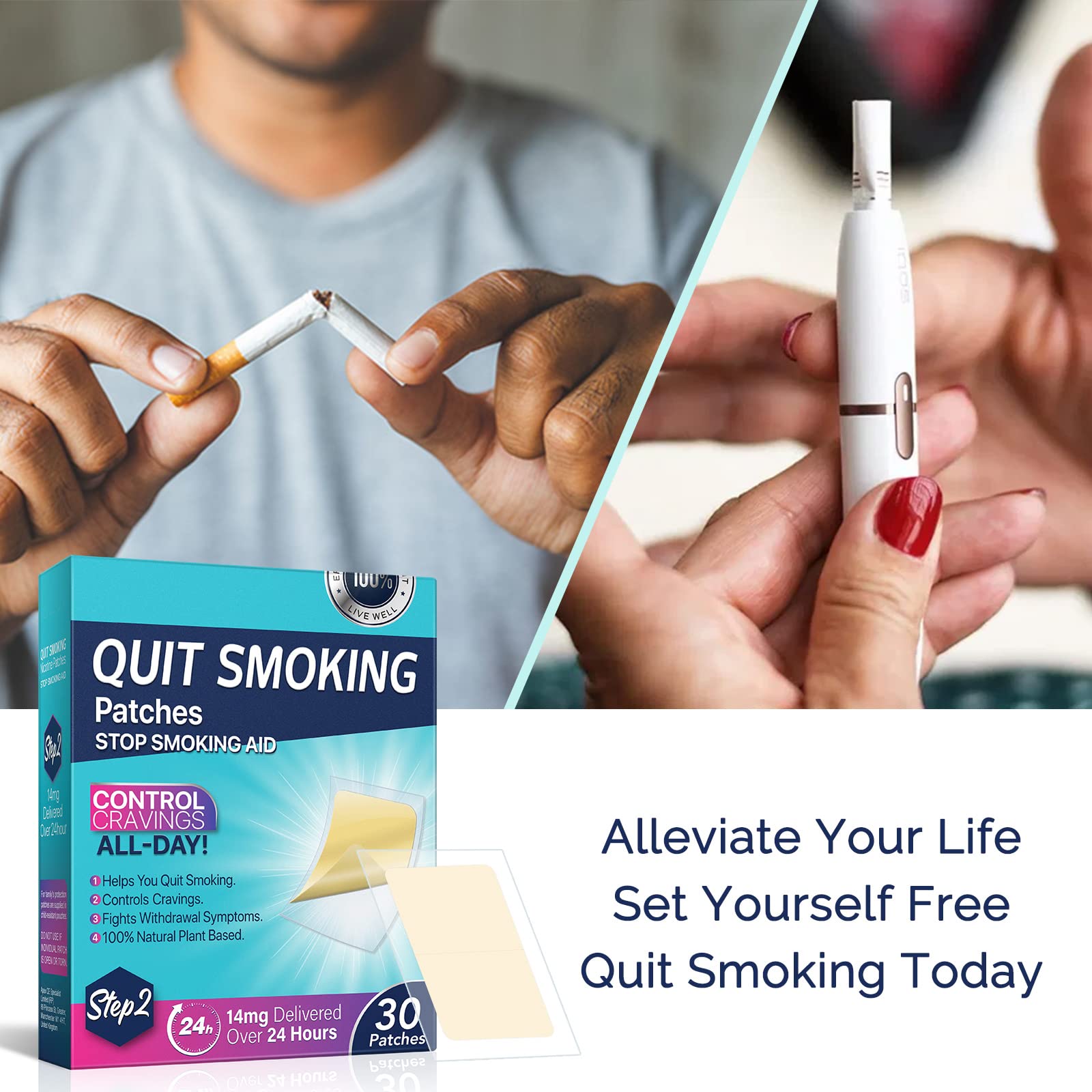 NenMaoKeNu Step 2 quit patch with usage card guides daily placement.
