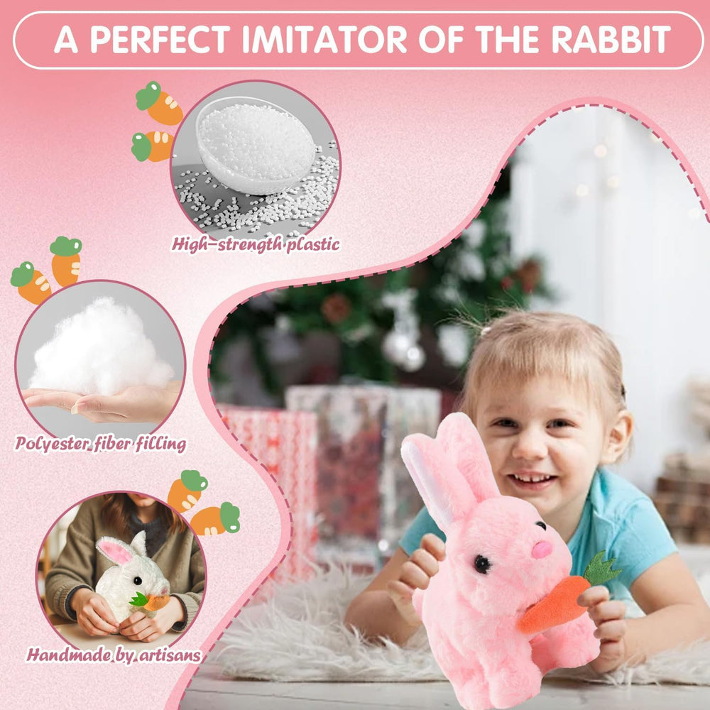 Nenrte bunny toy includes carrot toy for pretend feeding play.