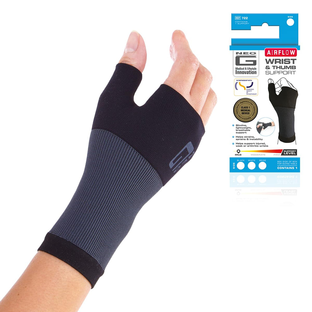 Neo-G Wrist and Thumb Support closeup showing breathable fabric for all-day comfort