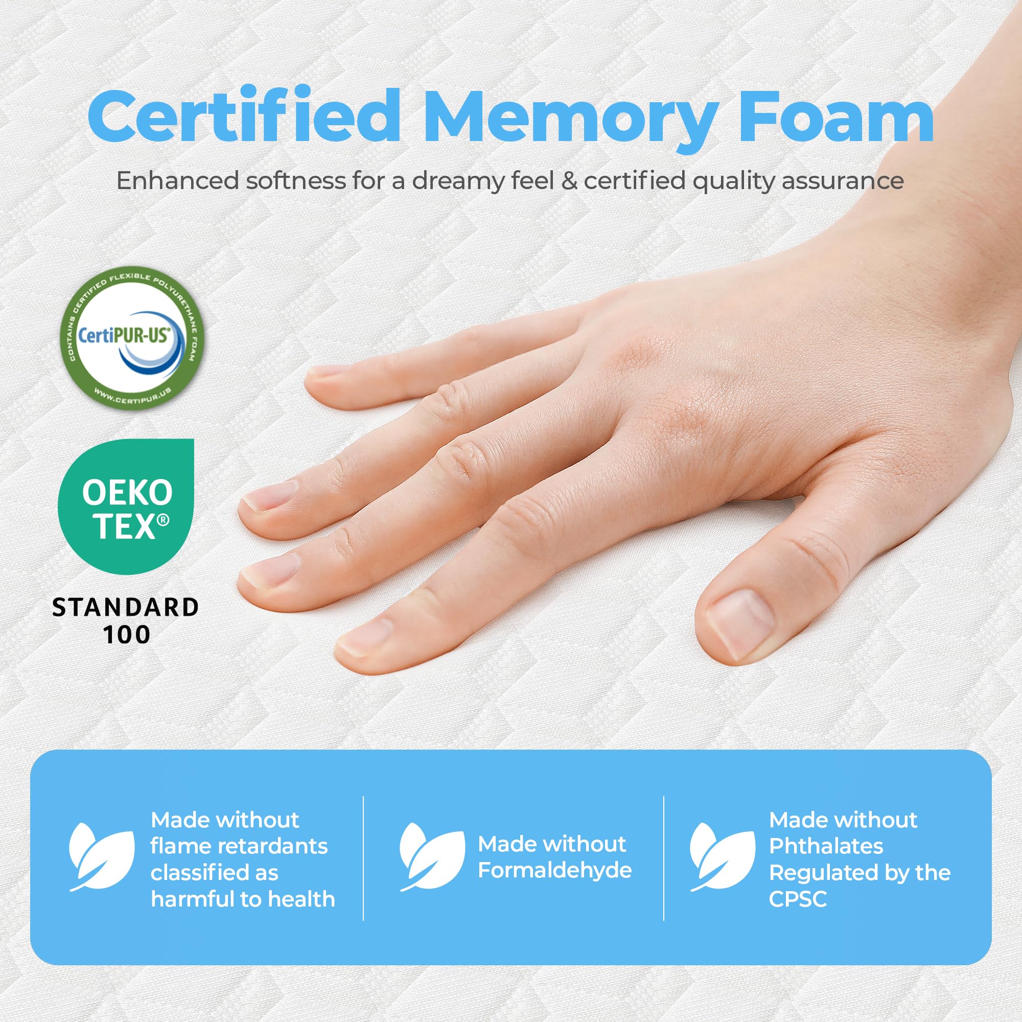 Neo Sleep CertiPUR-US foam ensures safe, durable materials