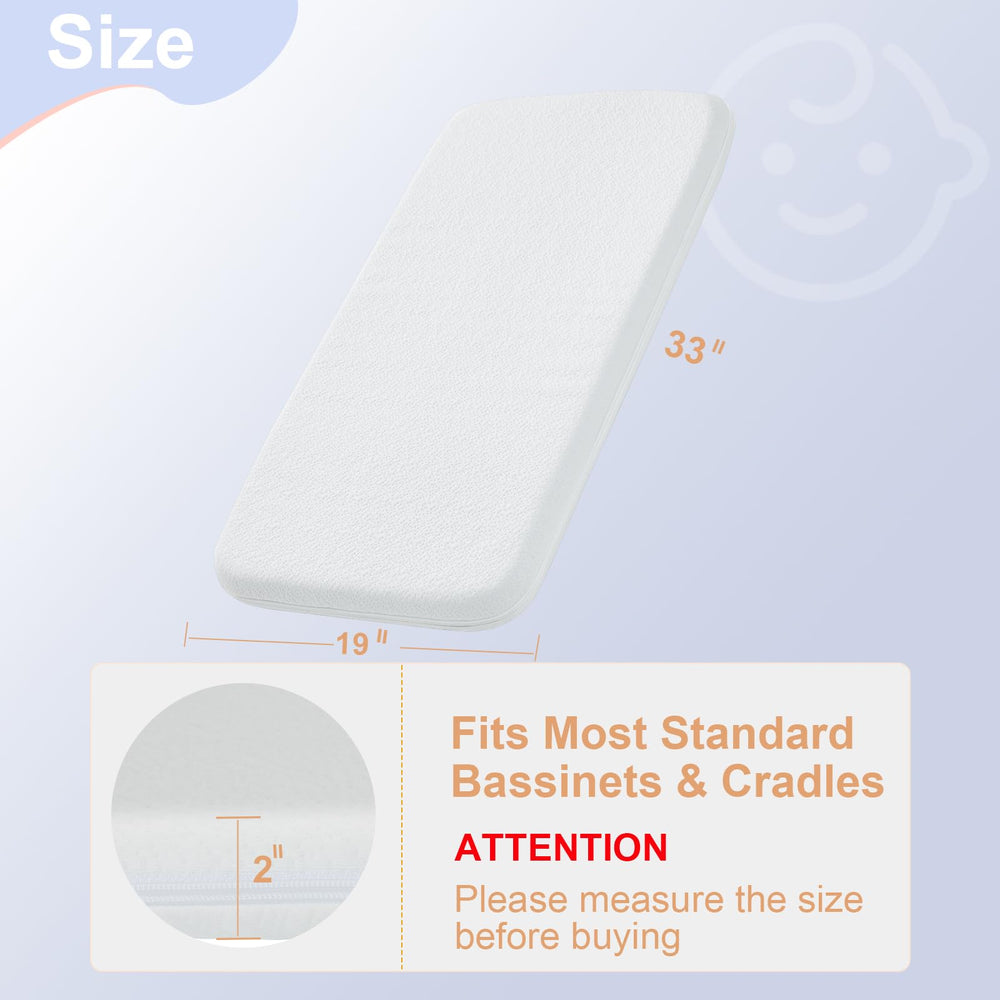 NeoBorn bassinet mattress dual-sided gel memory foam for growth stages