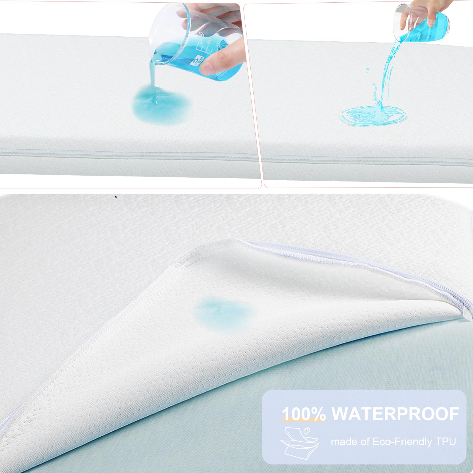 NeoBorn bassinet mattress waterproof TPU membrane protects against spills