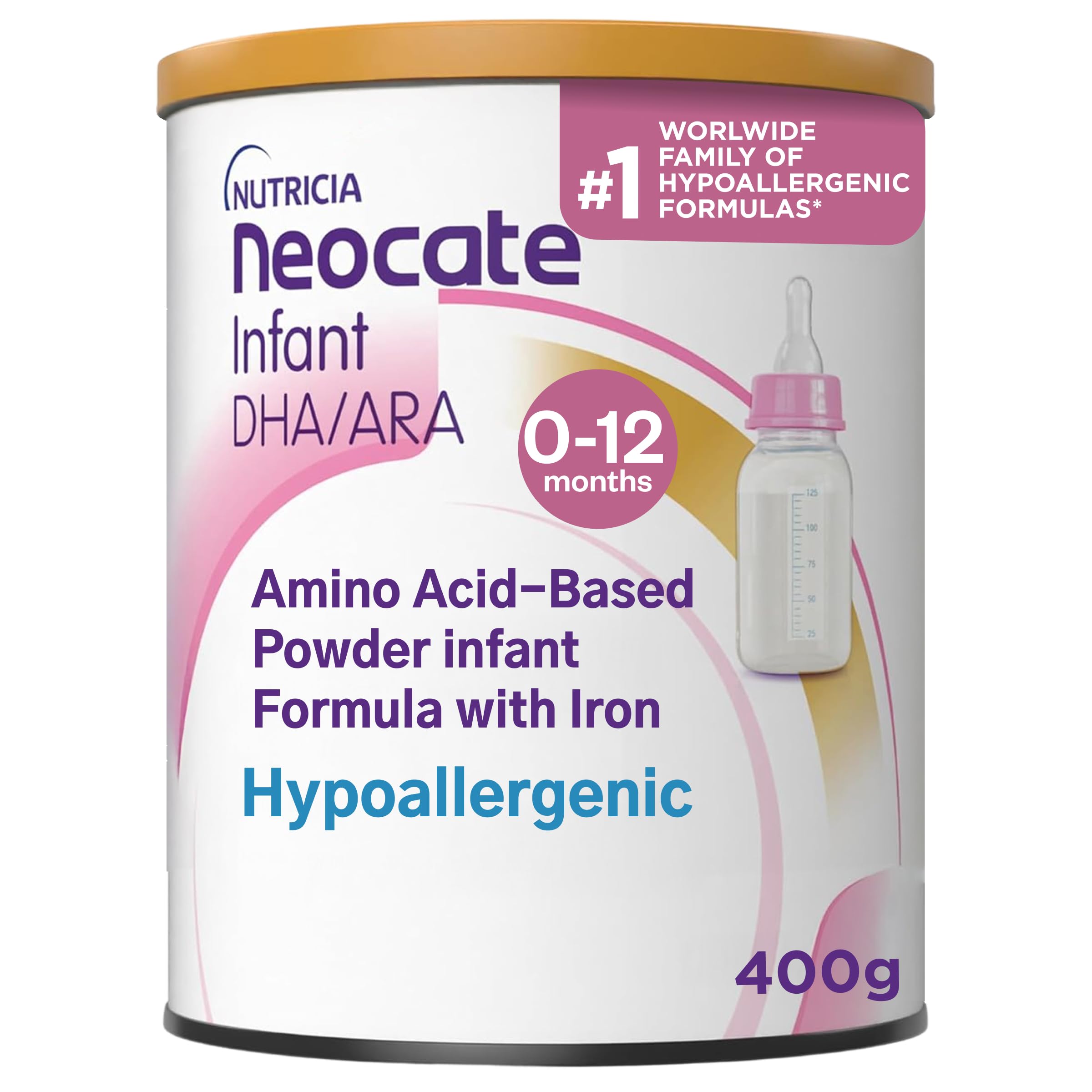 Neocate Infant can front view, dairy-free hypoallergenic formula for sensitive tummies.
