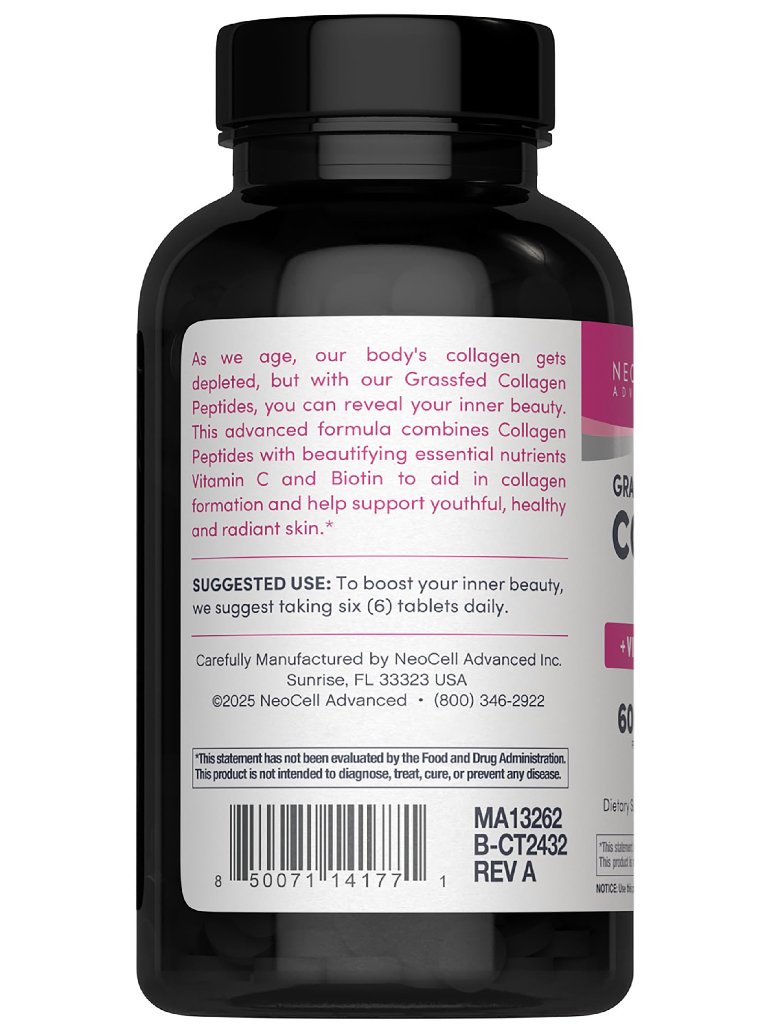 Keto-certified gluten-free NeoCell Advanced label on bottle