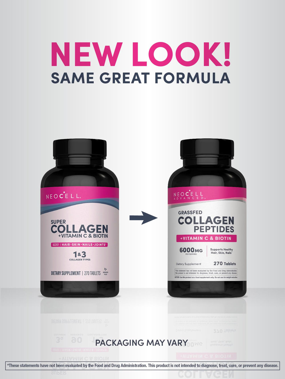 Close-up of NeoCell Advanced collagen tablets for easy daily intake