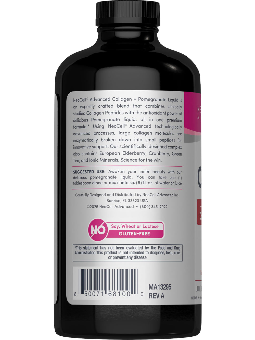 Pomegranate, cranberry, and elderberry juice concentrates enrich the blend
