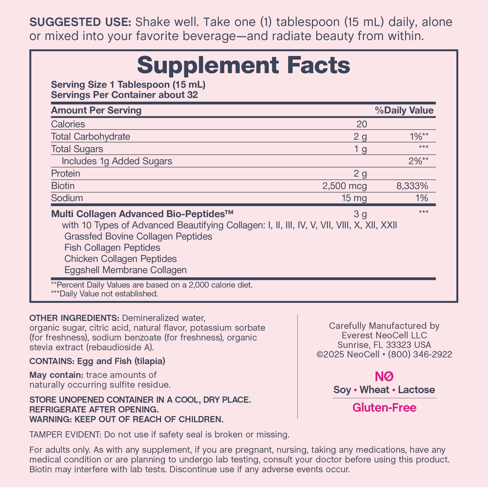NeoCell Biotin per serving promotes daily glow and vitality.