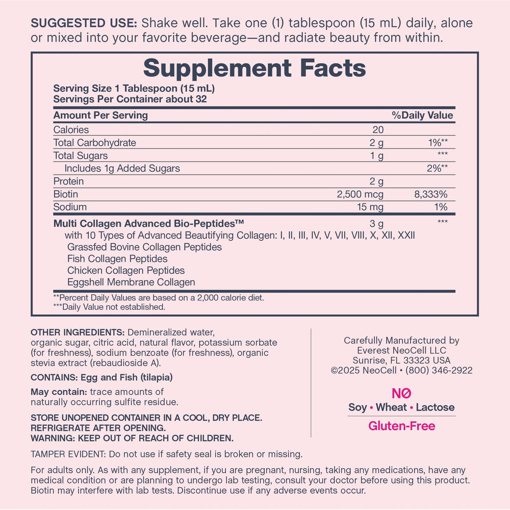 NeoCell Biotin per serving promotes daily glow and vitality.
