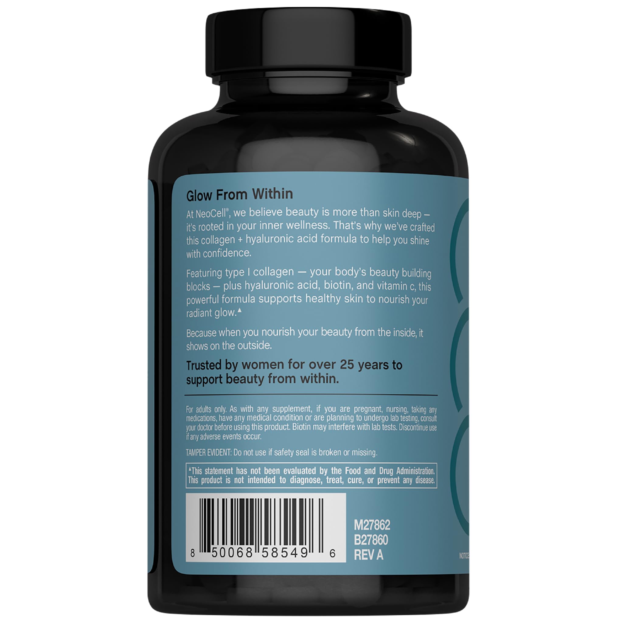 NeoCell Biotin and Vitamin C caplets bottle for hair and nails