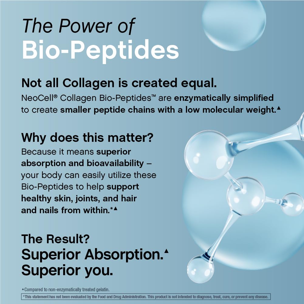 NeoCell Collagen Bio-Peptides powder blended into smoothie for a neutral boost.