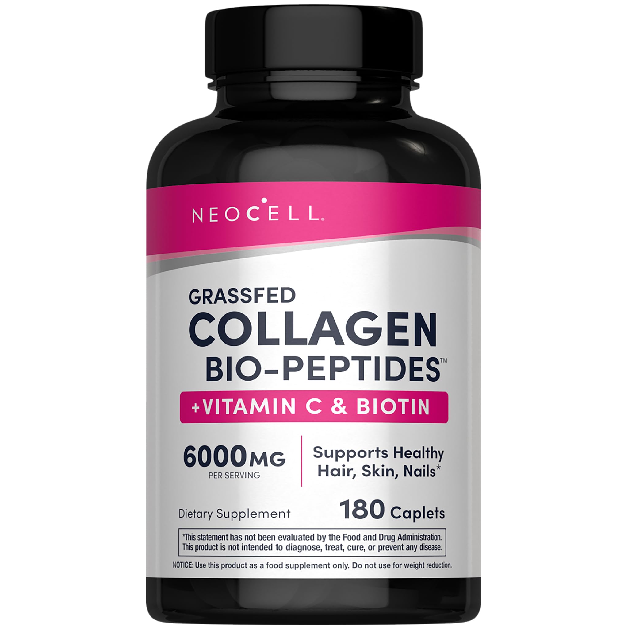 NeoCell collagen pills bottle front showing daily skin, hair, nails support