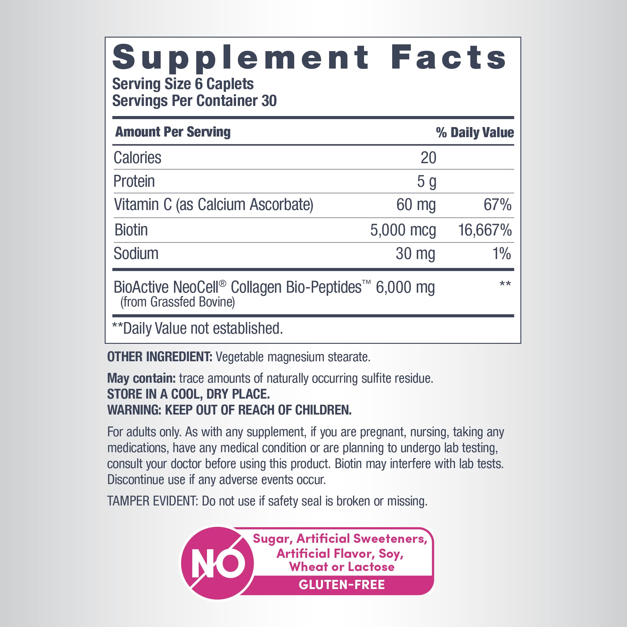NeoCell collagen pills display three tablets for daily routine