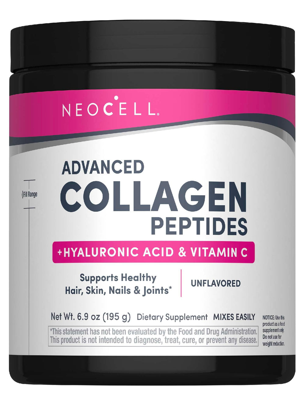 NeoCell Collagen Powder tub for daily beauty support in a kitchen setting
