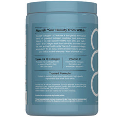 NeoCell bottle label details emphasize Vitamin C boost and Types I & III collagen