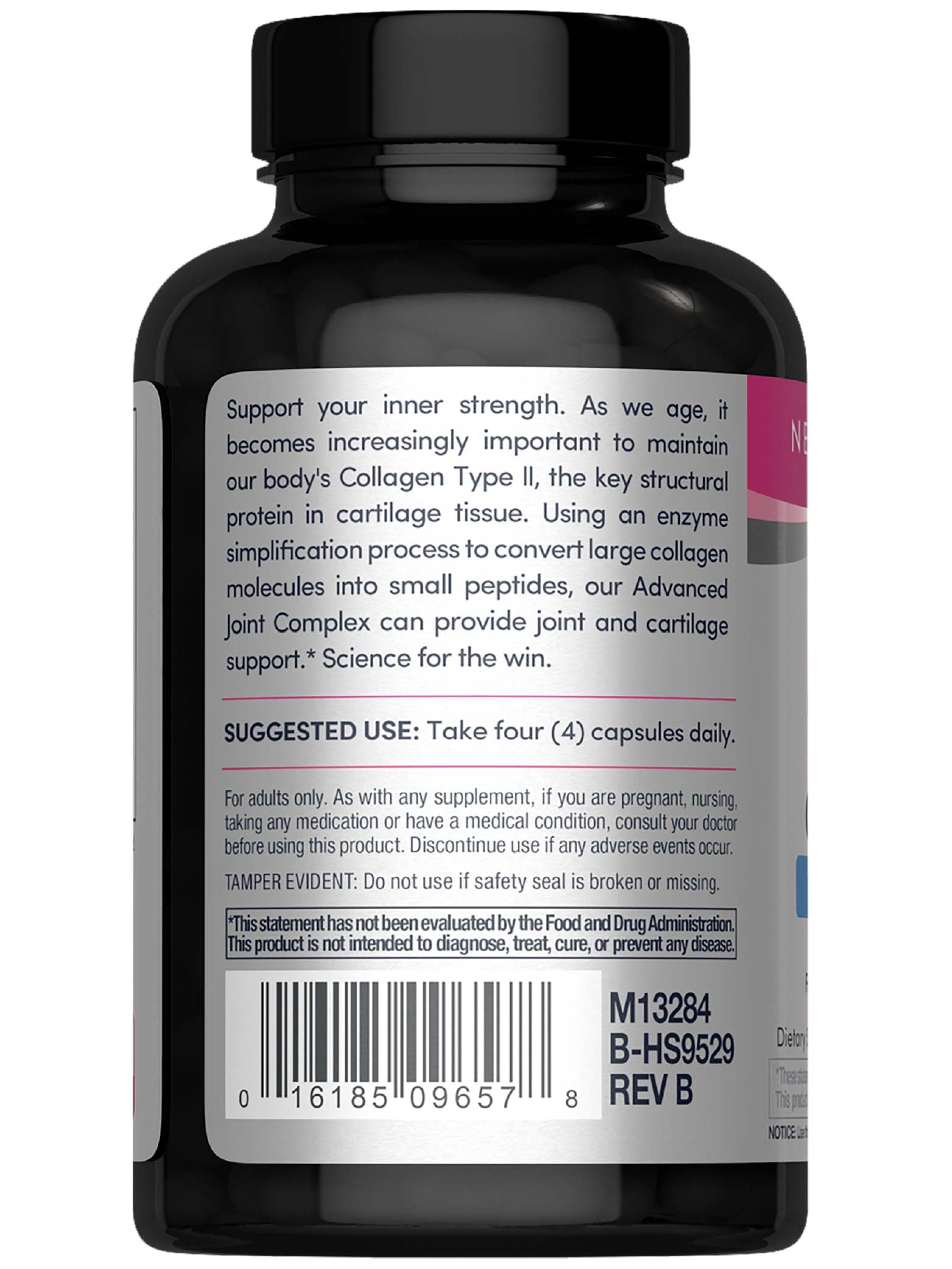 NeoCell Joint Complex bottle close-up featuring collagen type 2 for connective tissue support.