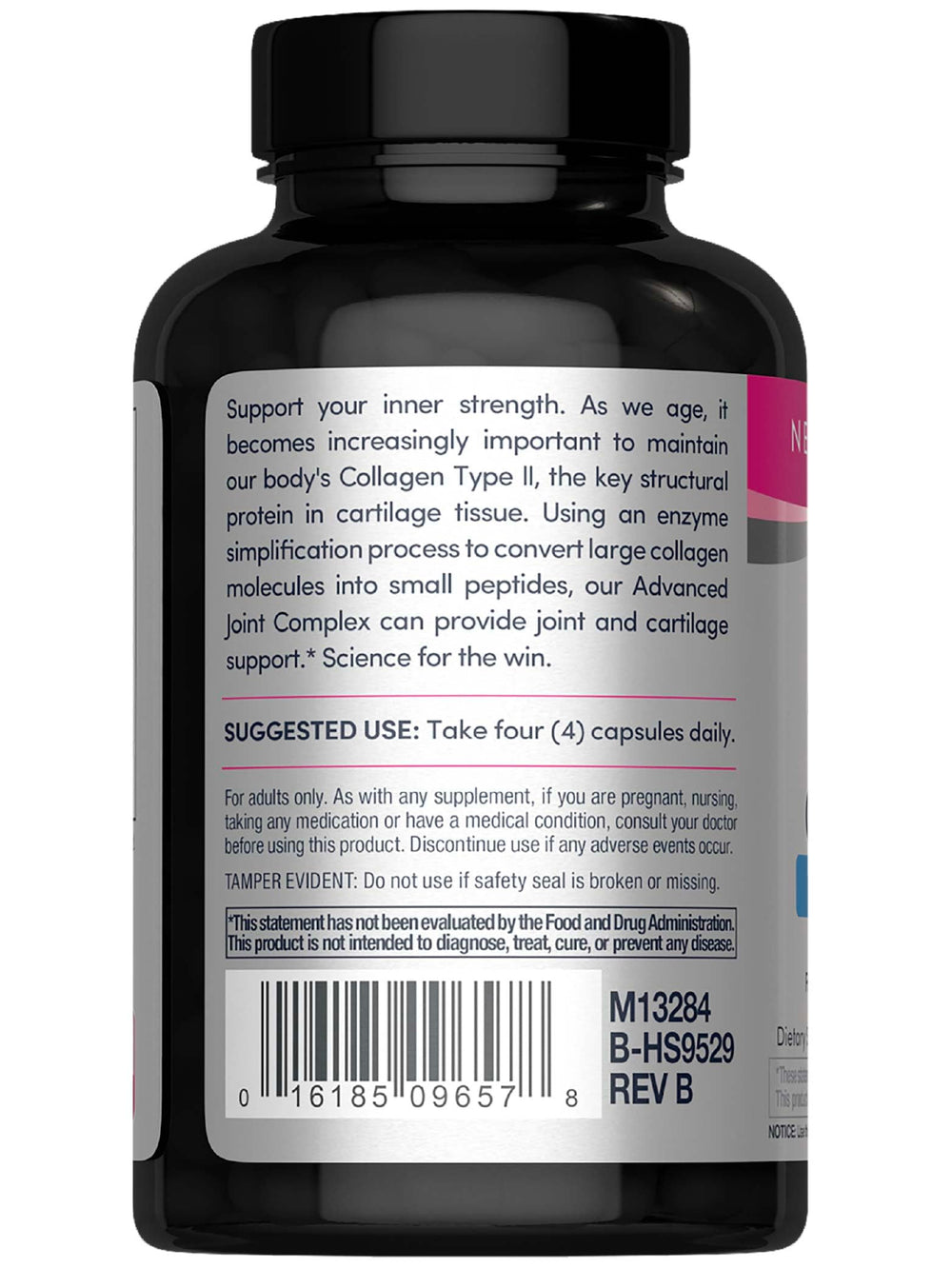 NeoCell Joint Complex bottle close-up featuring collagen type 2 for connective tissue support.