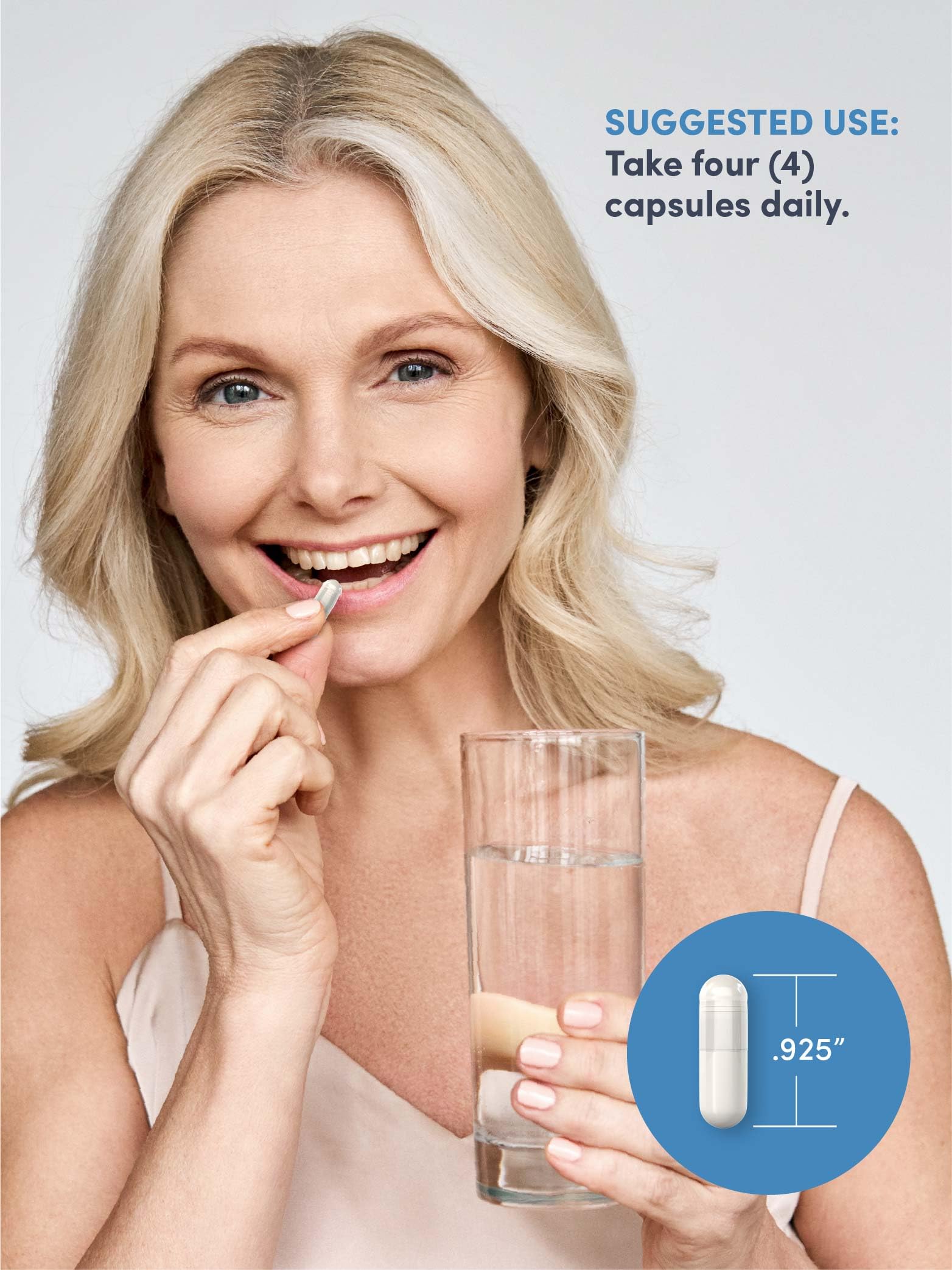 NeoCell Joint Complex serving information on package, promoting four capsules daily.