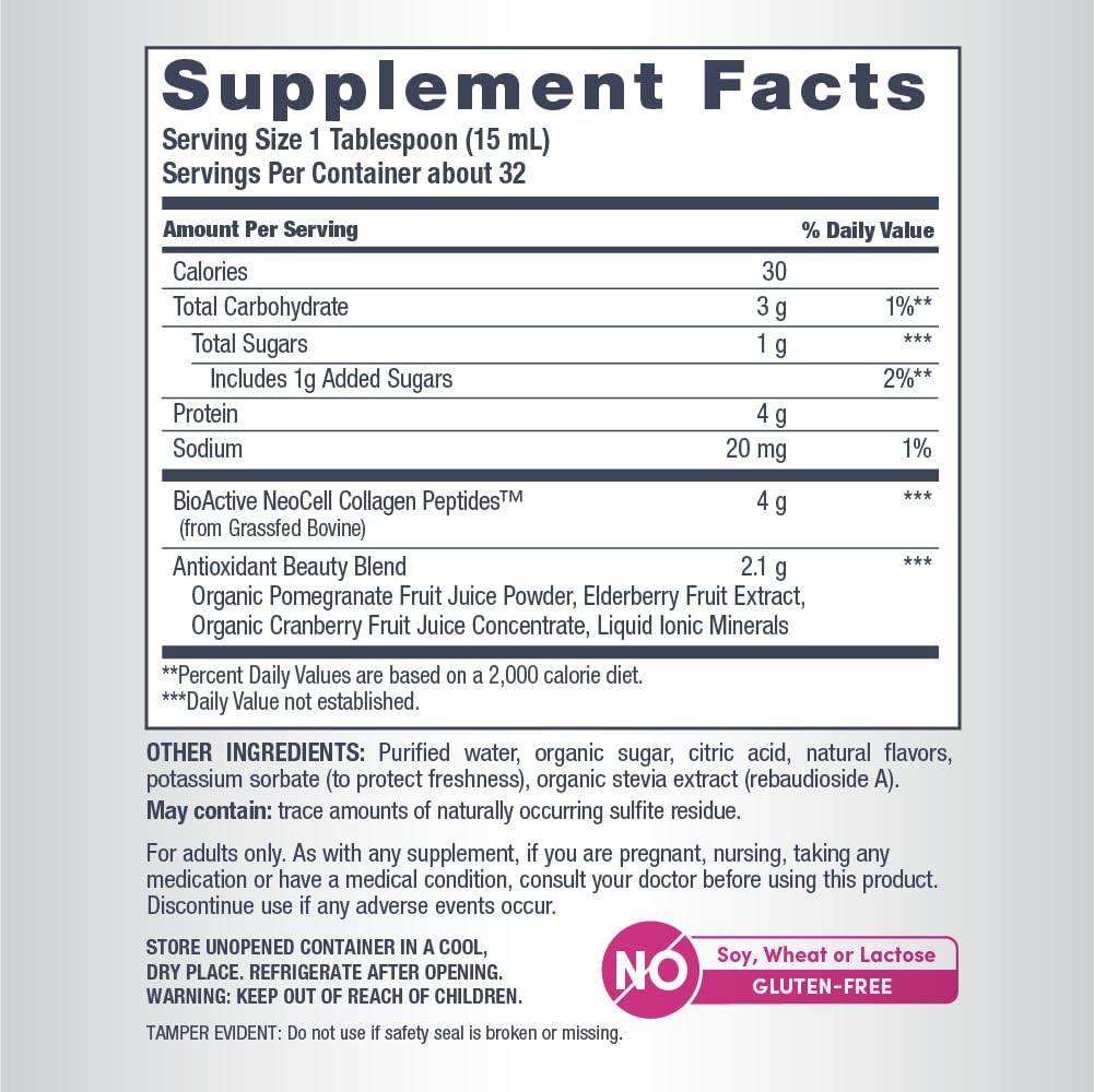 NeoCell Liquid Collagen serving spoon showing daily tablespoon dose.